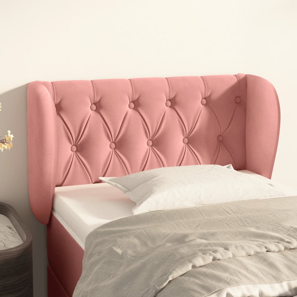 Testiera ad Orecchio Rosa 83x23x78/88 cm in Velluto | homemem39