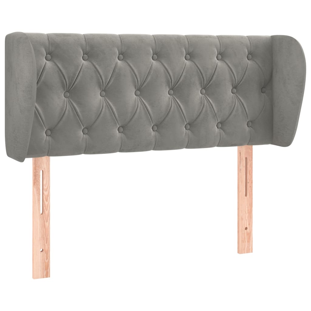 Testiera ad Orecchio Grigio Chiaro 93x23x78/88 cm in Velluto - homemem39