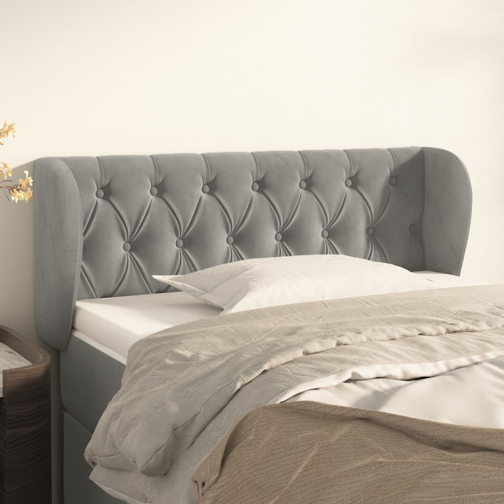 Testiera ad Orecchio Grigio Chiaro 93x23x78/88 cm in Velluto | homemem39