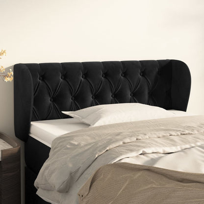 Testiera ad Orecchio Nera 93x23x78/88 cm in Velluto | homemem39