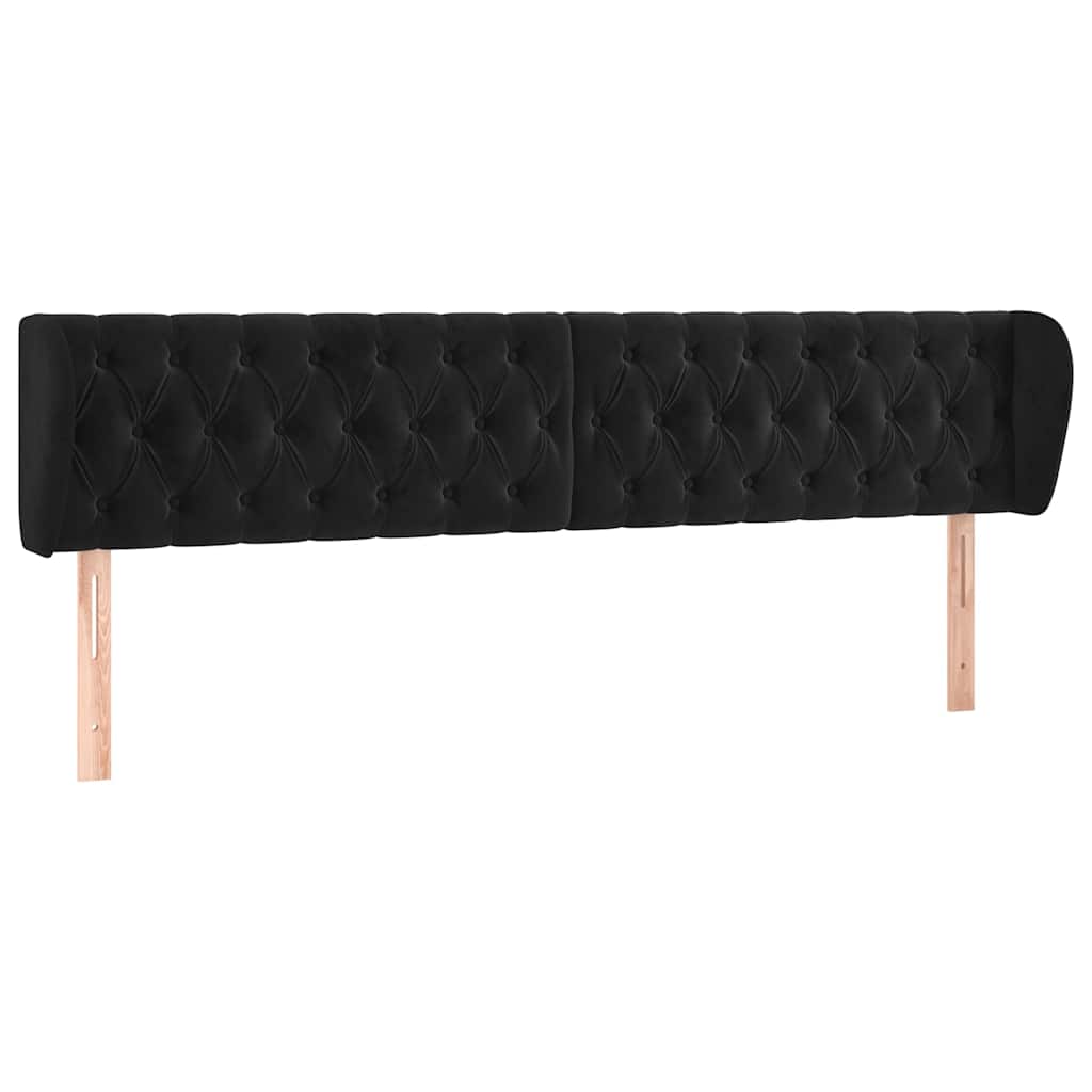 Testiera ad Orecchio Nera 203x23x78/88 cm in Velluto | homemem39