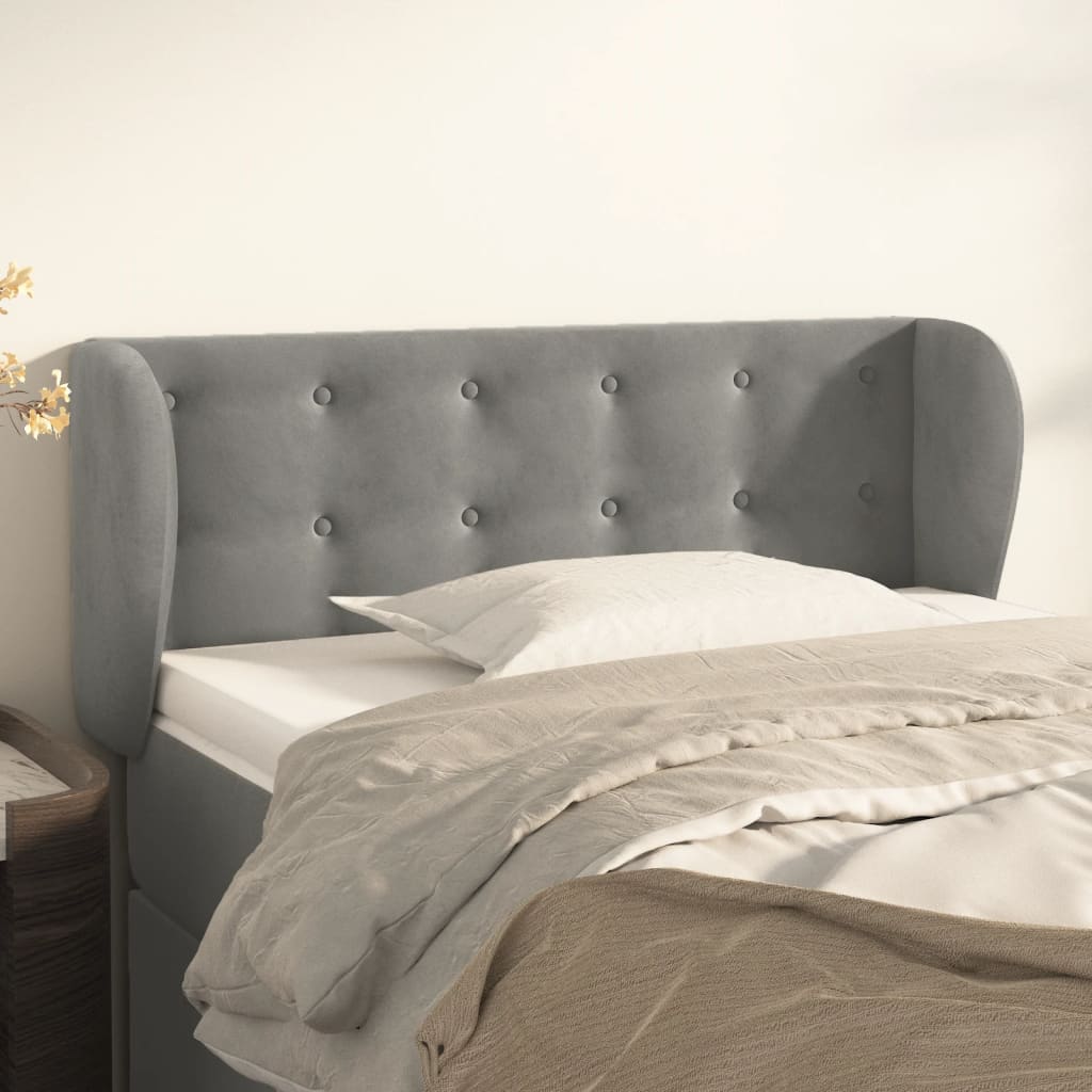 Testiera ad Orecchio Grigio Chiaro 83x23x78/88 cm in Velluto | homemem39