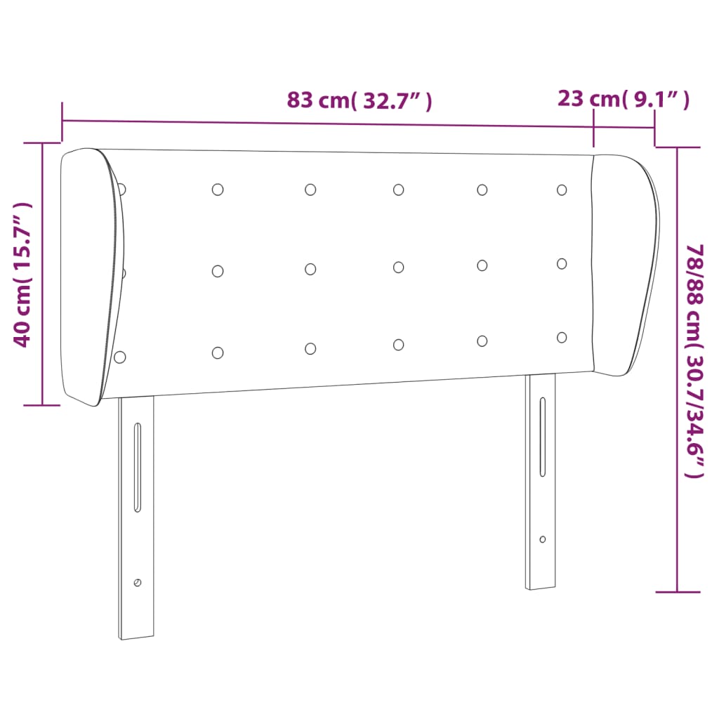 Testiera ad Orecchio Grigio Scuro 83x23x78/88 cm in Velluto | homemem39