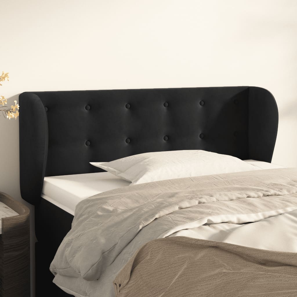 Testiera ad Orecchio Nera 83 x 23 x 78/88 cm in Velluto | homemem39