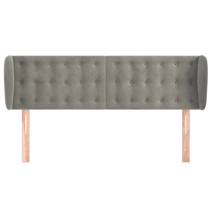 Testiera ad Orecchio Grigio Chiaro 147x23x78/88 cm in Velluto - homemem39