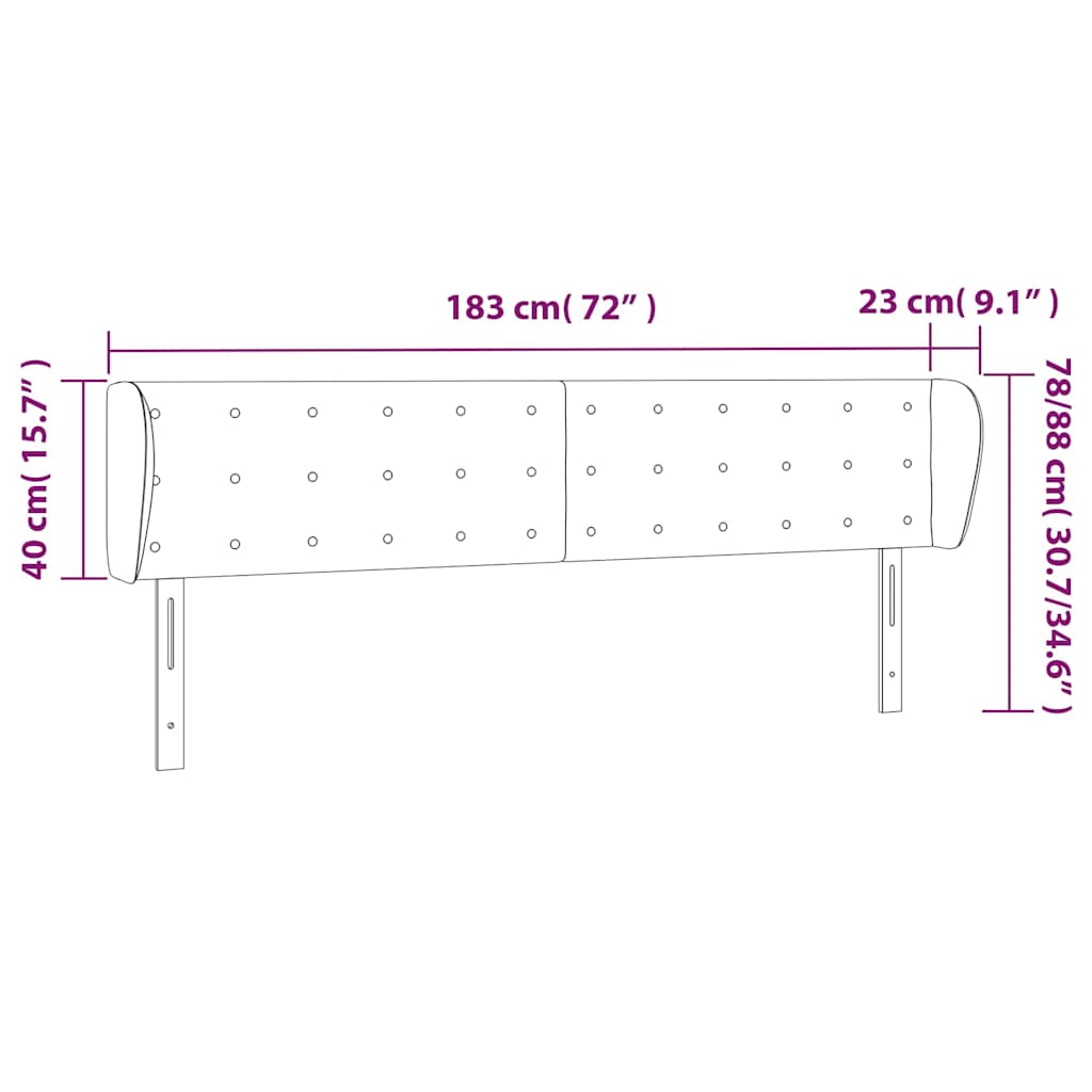 Testiera ad Orecchio Blu Scuro 183x23x78/88 cm in Velluto | homemem39