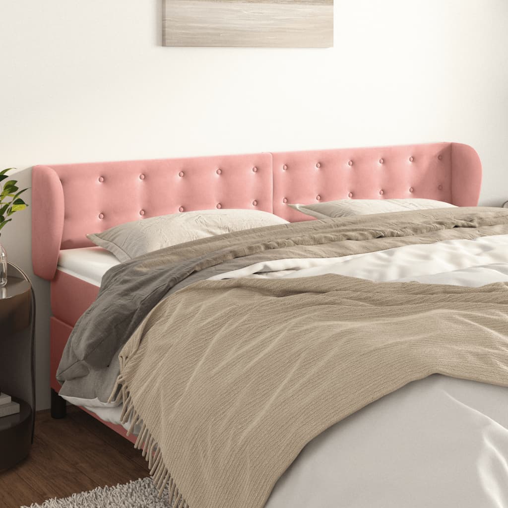 Testiera ad Orecchio Rosa 183x23x78/88 cm in Velluto | homemem39