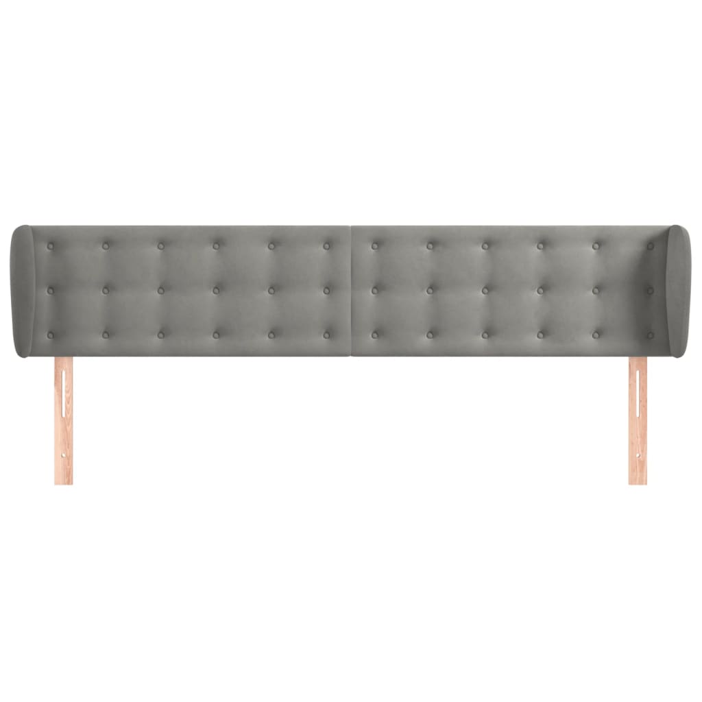 Testiera ad Orecchio Grigio Chiaro 203x23x78/88 cm in Velluto | homemem39