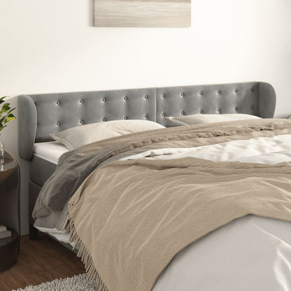 Testiera ad Orecchio Grigio Chiaro 203x23x78/88 cm in Velluto | homemem39