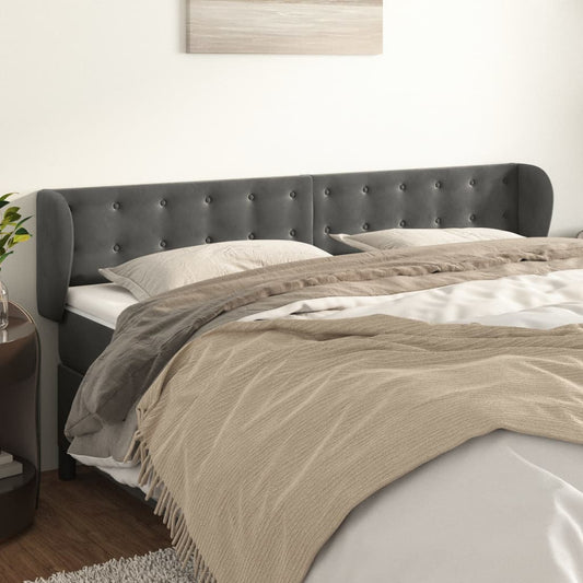 Testiera ad Orecchio Grigio Scuro 203x23x78/88 cm in Velluto | homemem39