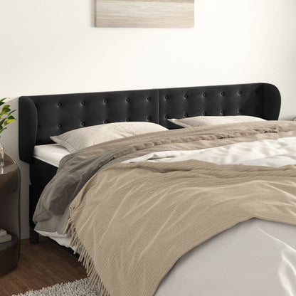 Testiera ad Orecchio Nera 203x23x78/88 cm in Velluto | homemem39