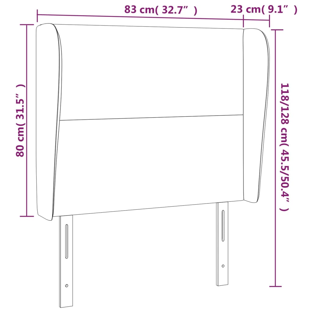 Testiera ad Orecchio Nera 83x23x118/128 cm in Tessuto | homemem39