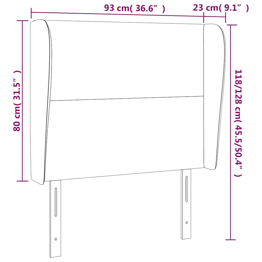 Testiera ad Orecchio Tortora 93x23x118/128 cm in Tessuto