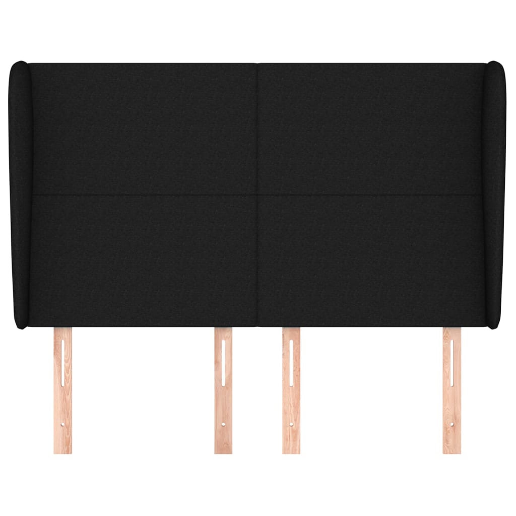 Testiera ad Orecchio Nera 147 x 23 x 118/128 cm in Tessuto - homemem39