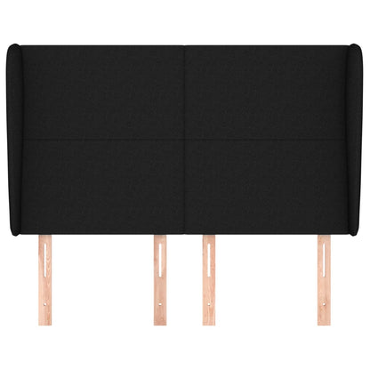 Testiera ad Orecchio Nera 147 x 23 x 118/128 cm in Tessuto - homemem39