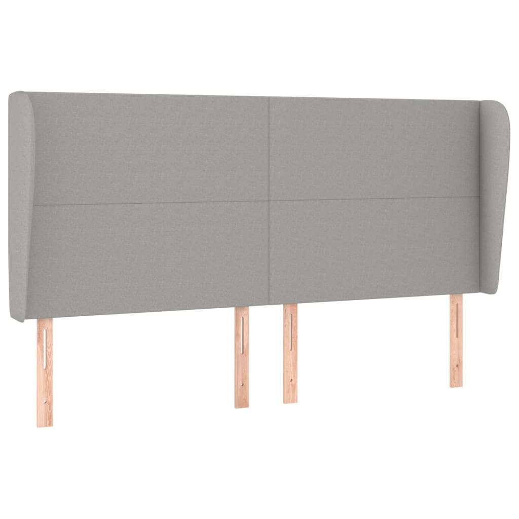 Testiera ad Orecchio Grigio Chiaro 183x23x118/128 cm in Tessuto | homemem39