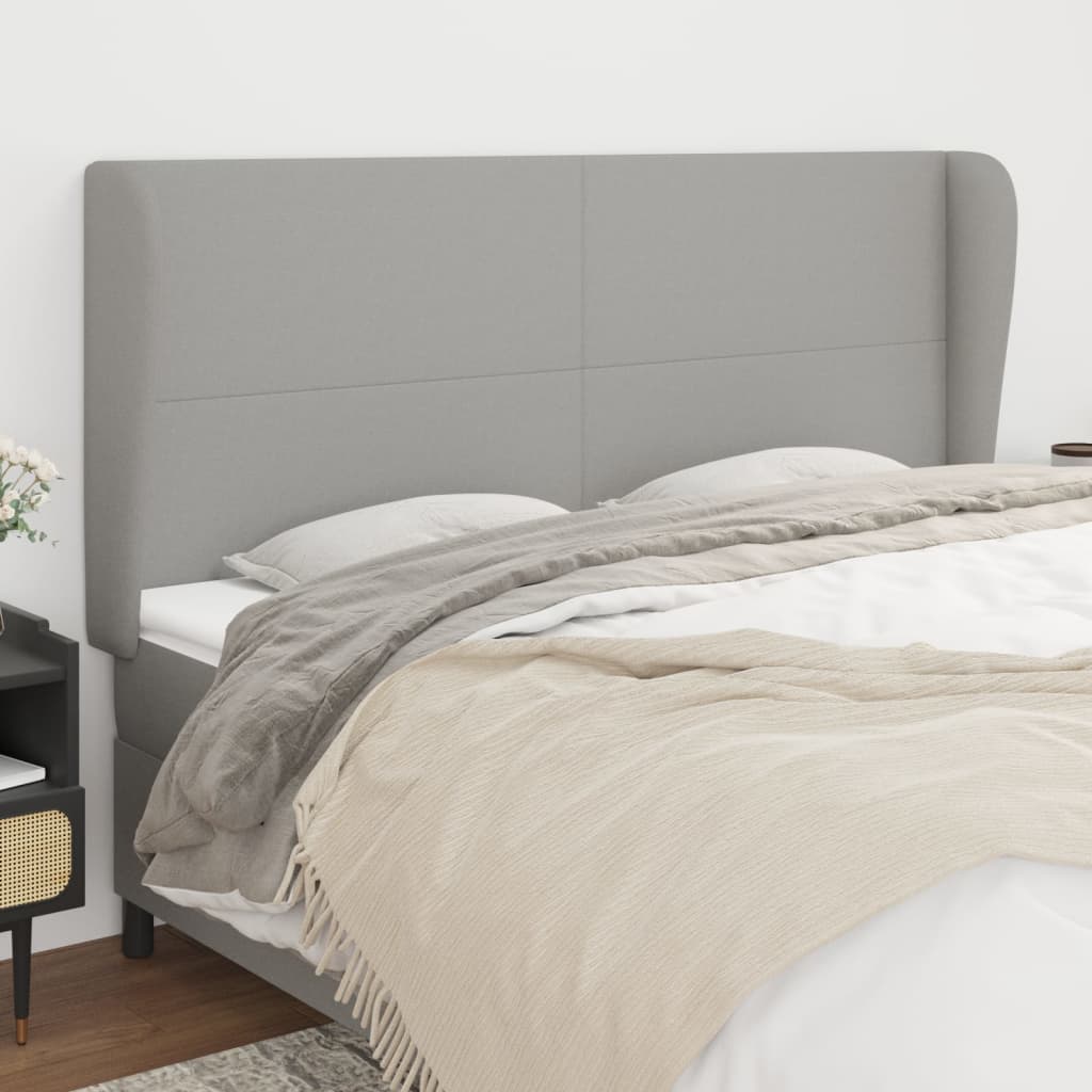 Testiera ad Orecchio Grigio Chiaro 183x23x118/128 cm in Tessuto | homemem39
