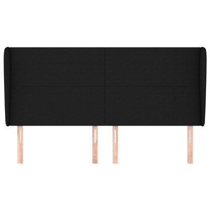 Testiera ad Orecchio Nera 203x23x118/128 cm in Tessuto - homemem39