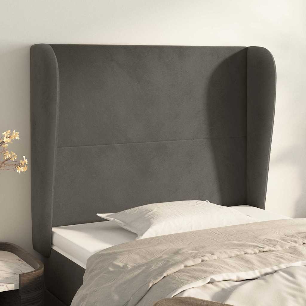 Testiera ad Orecchio Grigio Scuro 93x23x118/128 cm in Velluto | homemem39