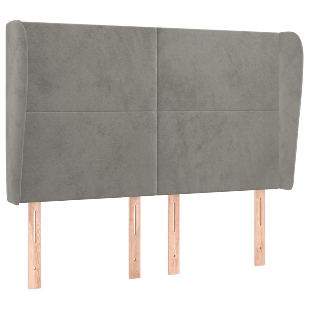 Testiera ad Orecchio Grigio Chiaro 147x23x118/128 cm in Velluto - homemem39