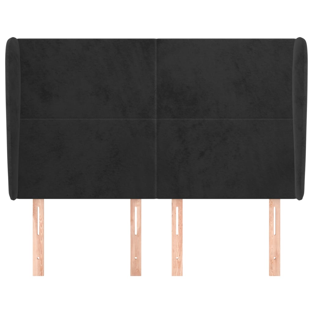 Testiera ad Orecchio Nera 147 x 23 x 118/128 cm in Velluto