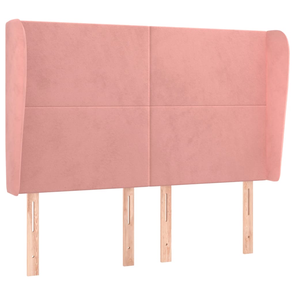 Testiera ad Orecchio Rosa 147x23x118/128 cm in Velluto - homemem39