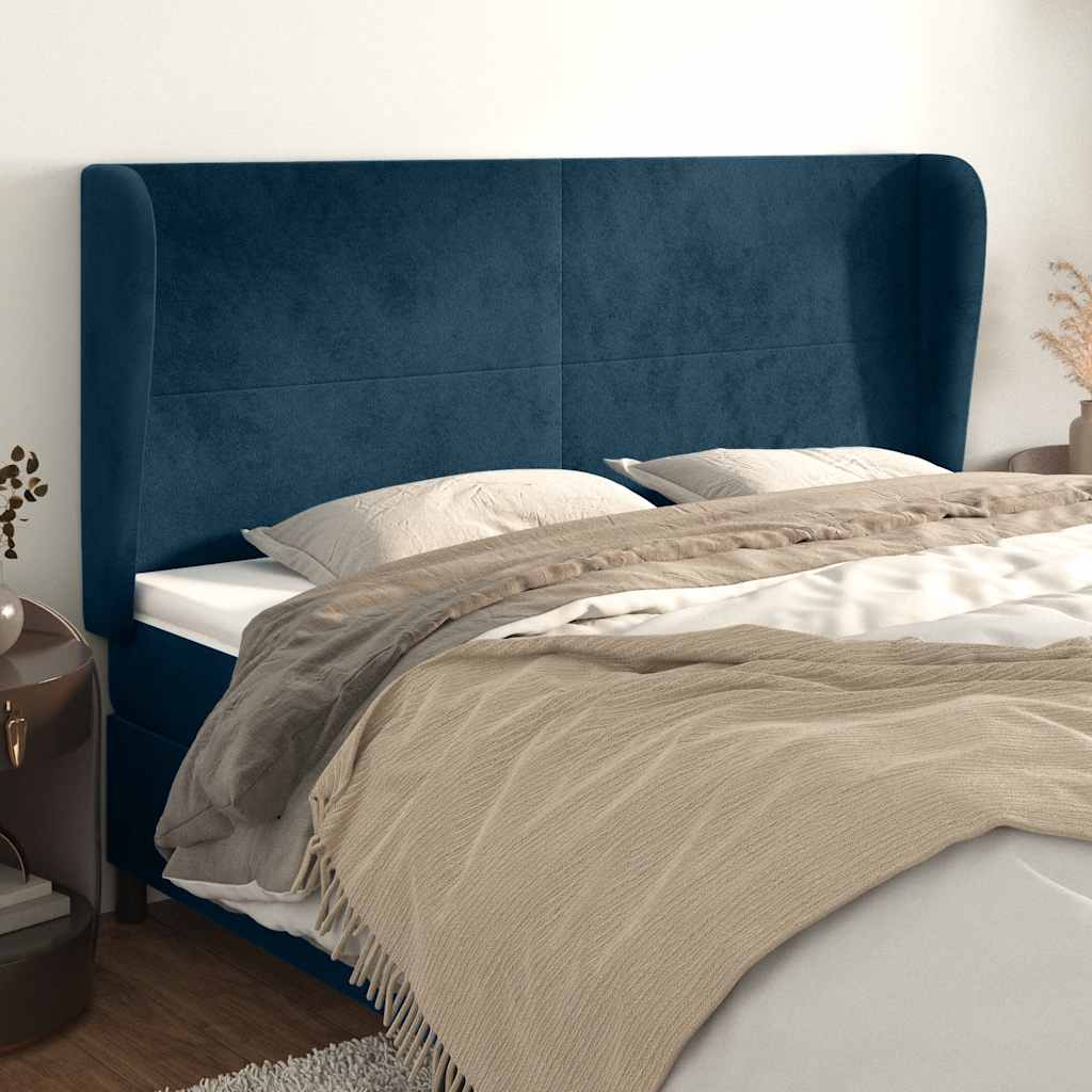 Testiera ad Orecchio Blu Scuro 163x23x118/128 cm in Velluto | homemem39