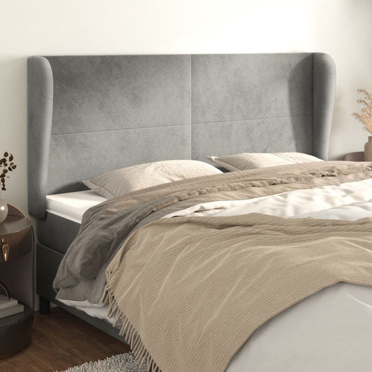 Testiera ad Orecchio Grigio Chiaro 183x23x118/128 cm in Velluto | homemem39