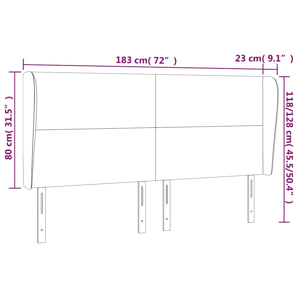 Testiera ad Orecchio Blu Scuro 183x23x118/128 cm in Velluto | homemem39