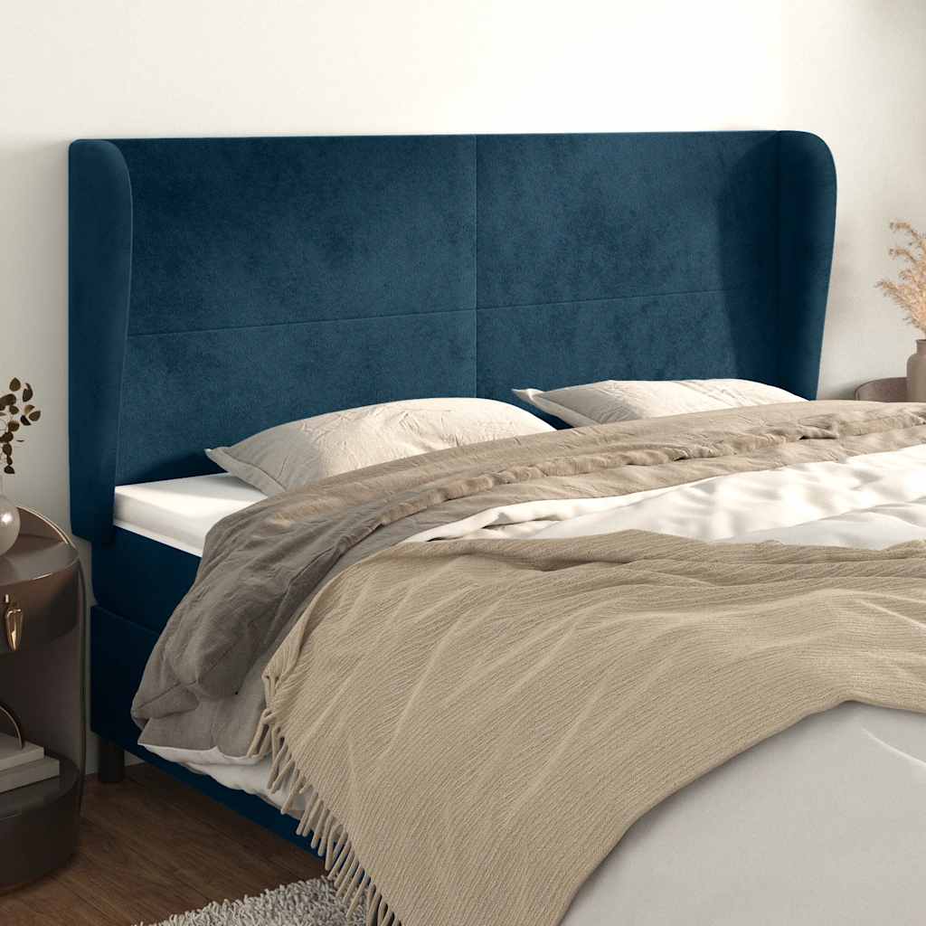 Testiera ad Orecchio Blu Scuro 183x23x118/128 cm in Velluto | homemem39