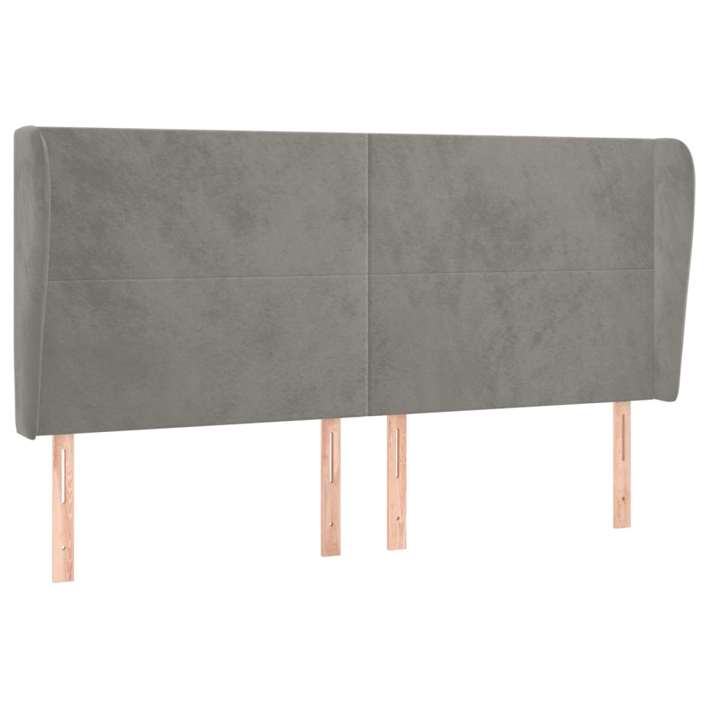 Testiera ad Orecchio Grigio Chiaro 203x23x118/128 cm in Velluto | homemem39