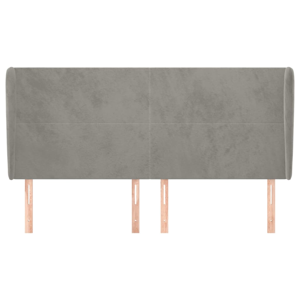 Testiera ad Orecchio Grigio Chiaro 203x23x118/128 cm in Velluto | homemem39