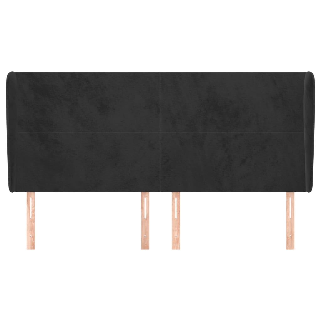 Testiera ad Orecchio Nera 203x23x118/128 cm in Velluto | homemem39