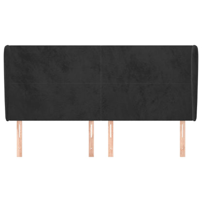Testiera ad Orecchio Nera 203x23x118/128 cm in Velluto | homemem39