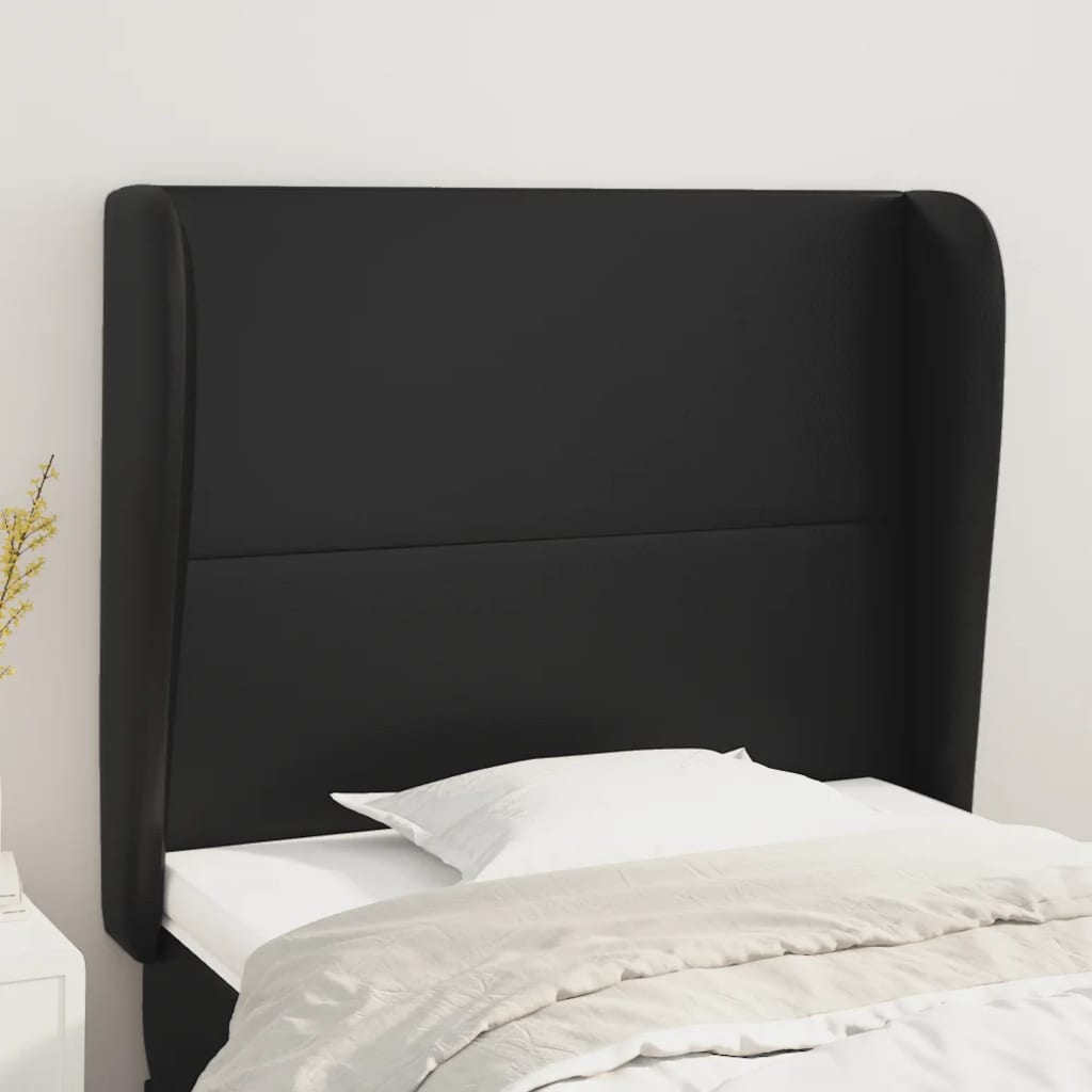 Testiera ad Orecchio Nera 83x23x118/128 cm in Similpelle - homemem39