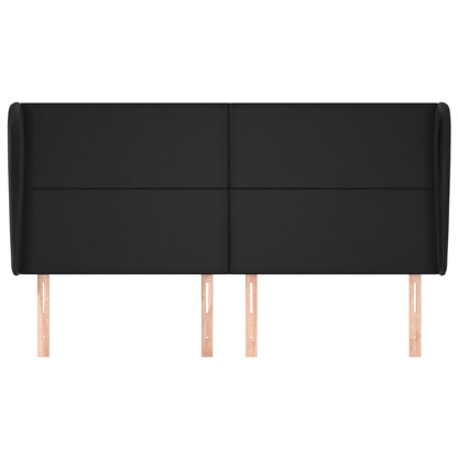 Testiera ad Orecchio Nera 183x23x118/128 cm in Similpelle - homemem39