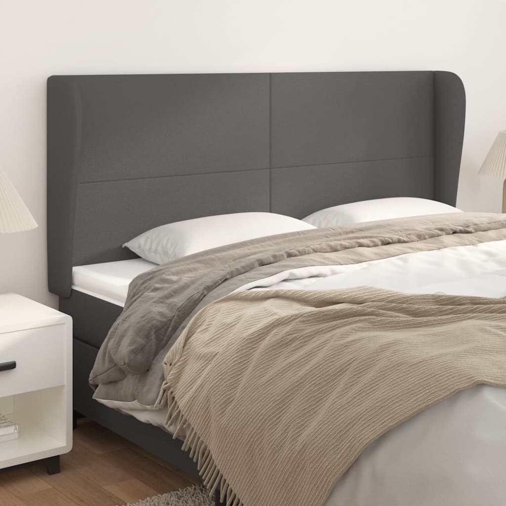 Testiera ad Orecchio Grigio 203x23x118/128cm in Similpelle | homemem39