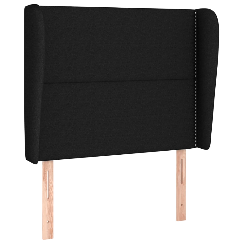 Testiera ad Orecchio Nera 83x23x118/128 cm in Tessuto | homemem39