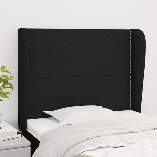 Testiera ad Orecchio Nera 83x23x118/128 cm in Tessuto | homemem39