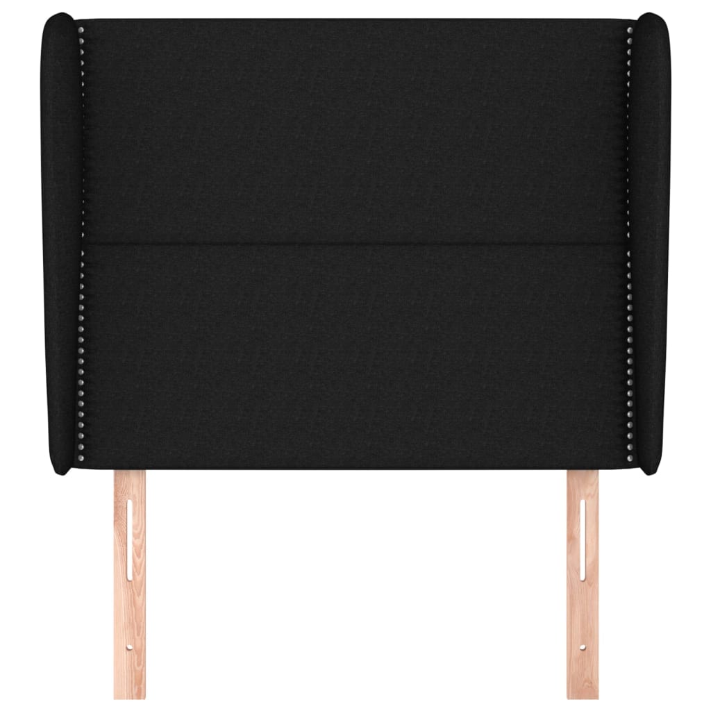 Testiera ad Orecchio Nera 93x23x118/128 cm in Tessuto | homemem39