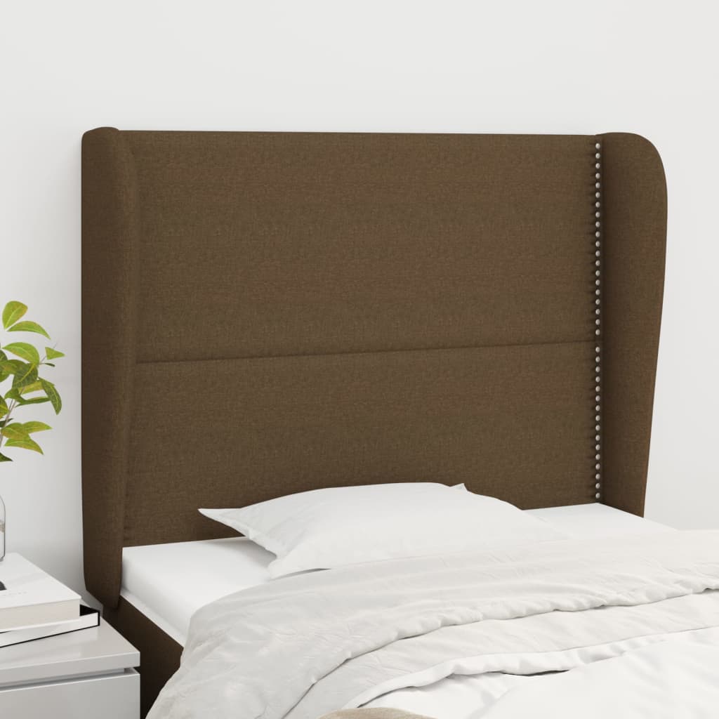 Testiera ad Orecchio Marrone Scuro 93x23x118/128 cm in Tessuto | homemem39