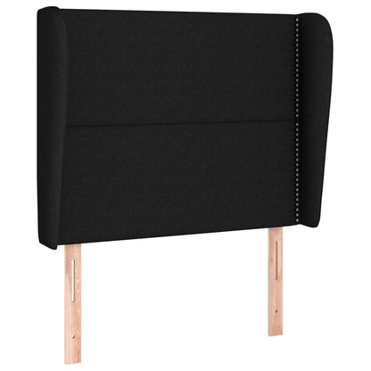 Testiera ad Orecchio Nera 103x23x118/128 cm in Tessuto | homemem39