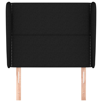 Testiera ad Orecchio Nera 103x23x118/128 cm in Tessuto - homemem39