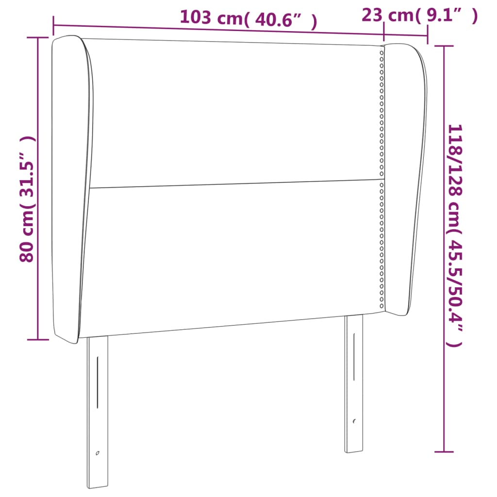 Testiera ad Orecchio Nera 103x23x118/128 cm in Tessuto | homemem39