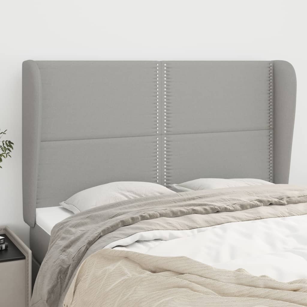 Testiera ad Orecchio Grigio Chiaro 147x23x118/128 cm in Tessuto | homemem39