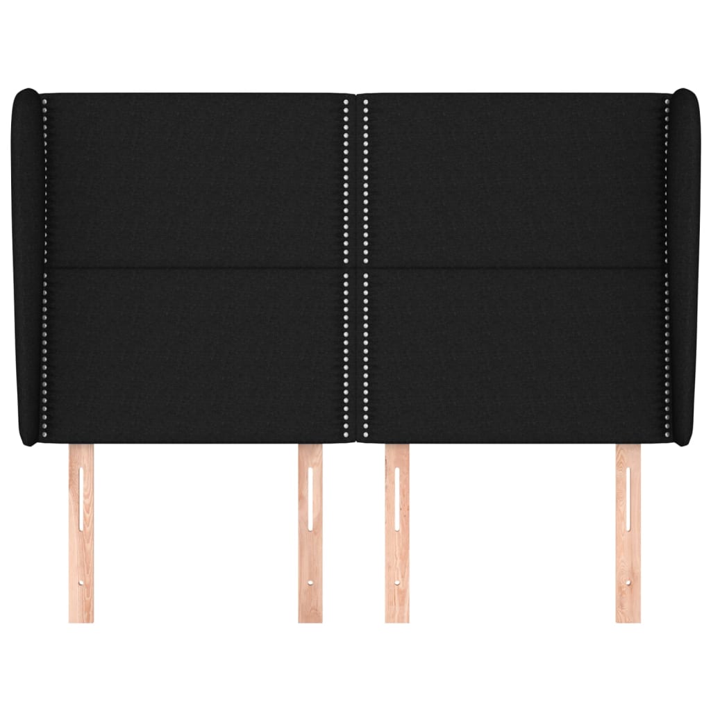 Testiera ad Orecchio Nera 147 x 23 x 118/128 cm in Tessuto - homemem39