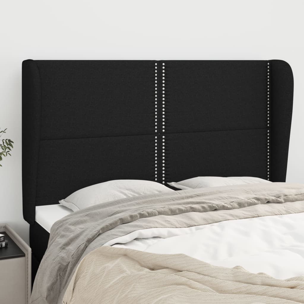 Testiera ad Orecchio Nera 147 x 23 x 118/128 cm in Tessuto | homemem39