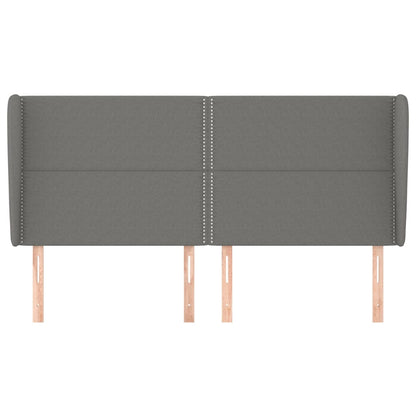 Testiera ad Orecchio GrigioScuro 163x23x118/128cm in Tessuto
