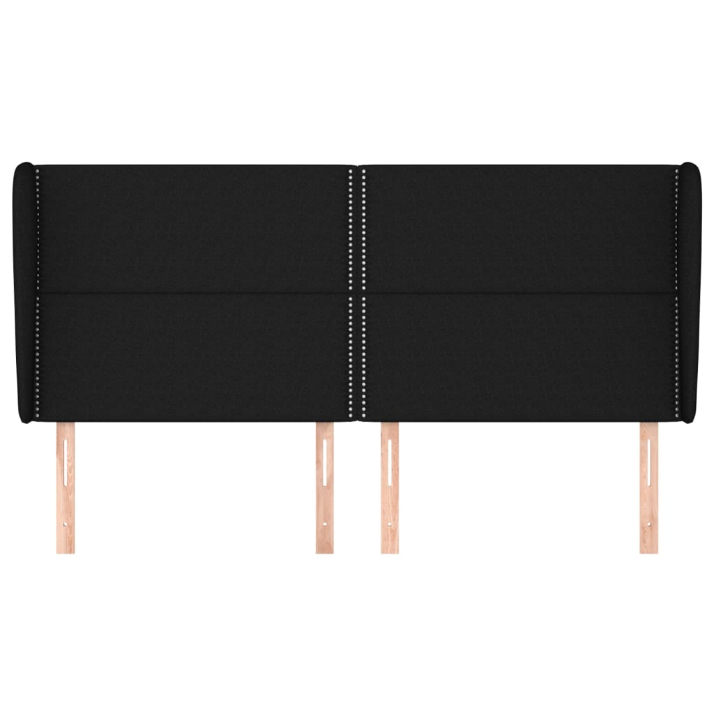 Testiera ad Orecchio Nera 183x23x118/128 cm in Tessuto