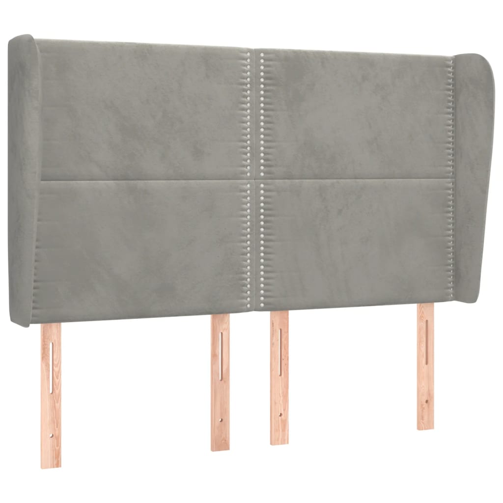 Testiera ad Orecchio Grigio Chiaro 147x23x118/128 cm in Velluto